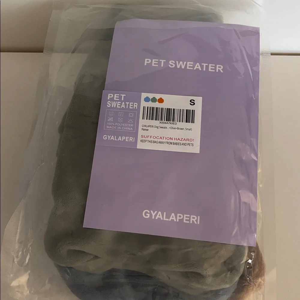 Cozy Fleece Dog Sweater - Gray, Tan, Blue - small dogs